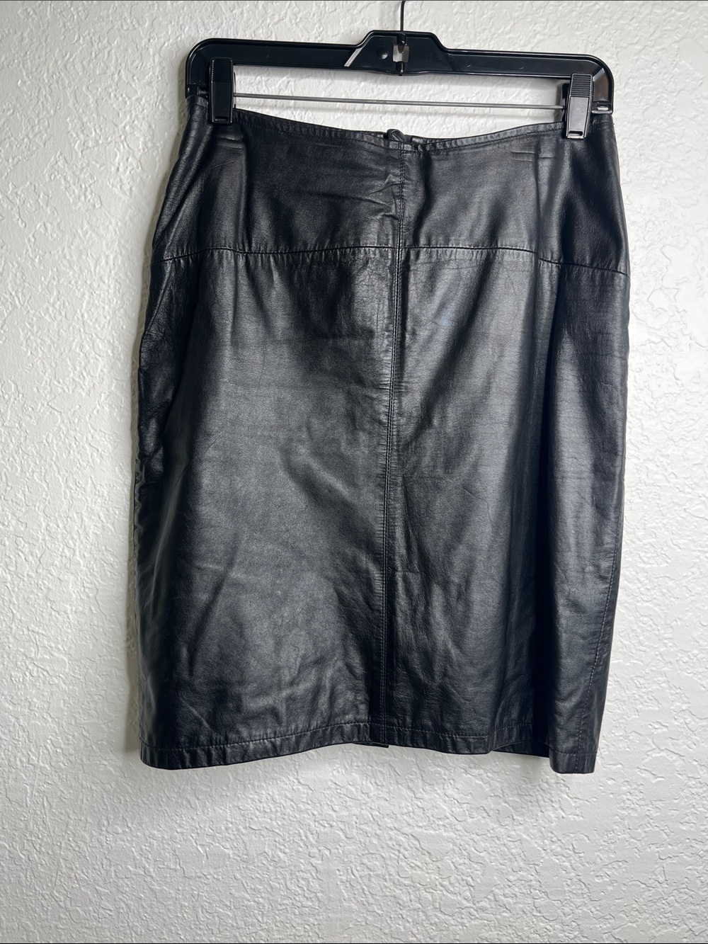 Vintage 80’s The Limited Express Genuine Leather Black Pencil Skirt Sz 9